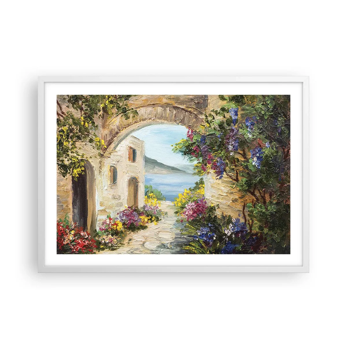 Plakat i hvid ramme - Charmen af kystlandskabet - 70x50 cm