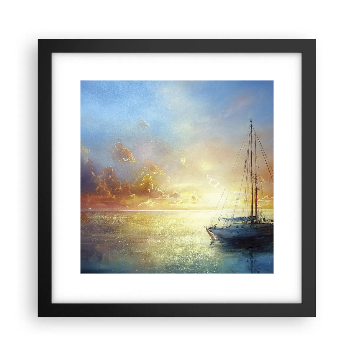 Plakat i sort ramme - I en gylden bugt - 30x30 cm