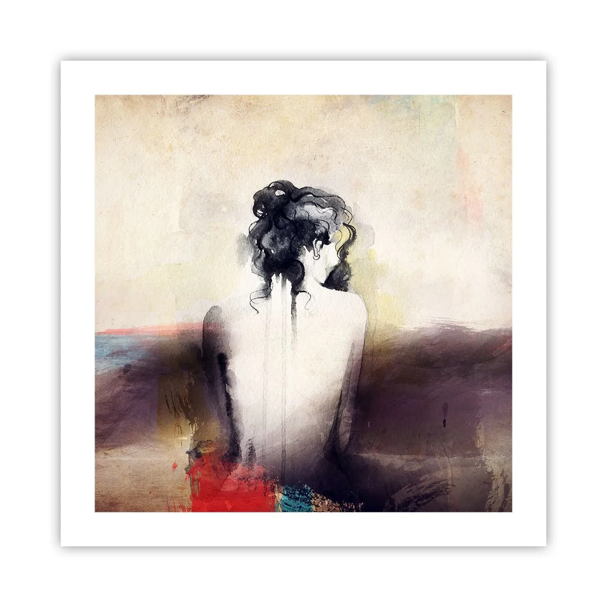 Plakat - Glatte linjer, ovale former - 50x50 cm
