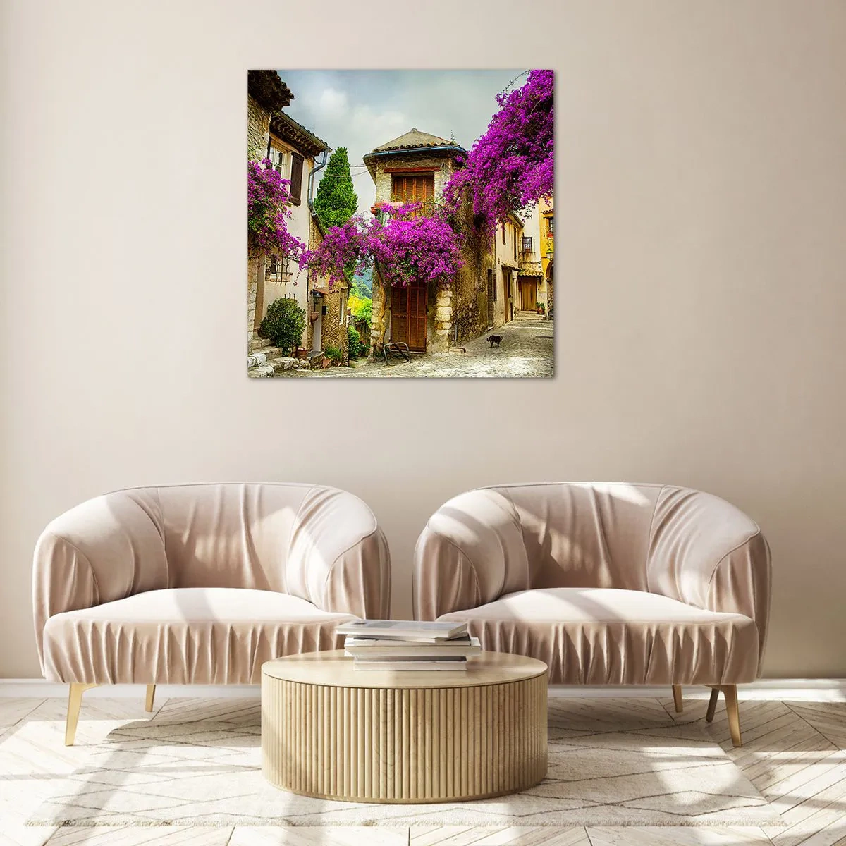 Billede på glas - Under en blomstret baldakin - 30x30 cm