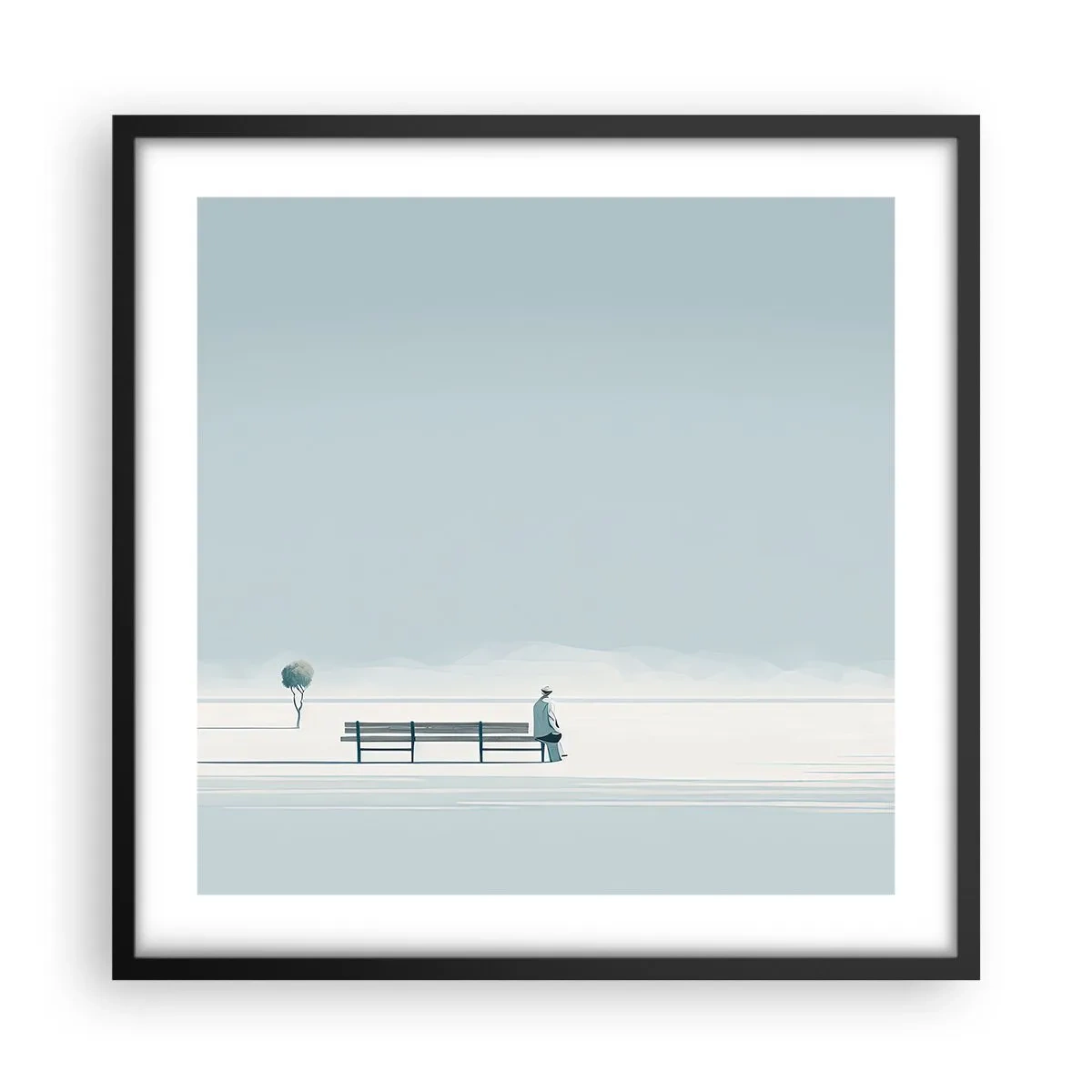 Plakat i sort ramme - Ja, jeg venter. - 50x50 cm