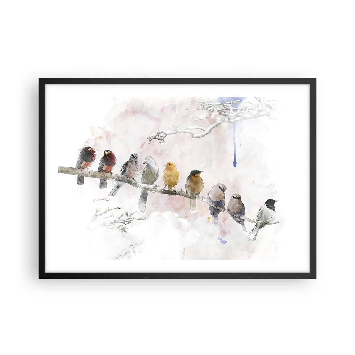 Plakat i sort ramme - Møde med vinger - 70x50 cm