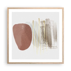 Plakat i ramme af lyst egetræ - Abstrakt kolonnade - 60x60 cm