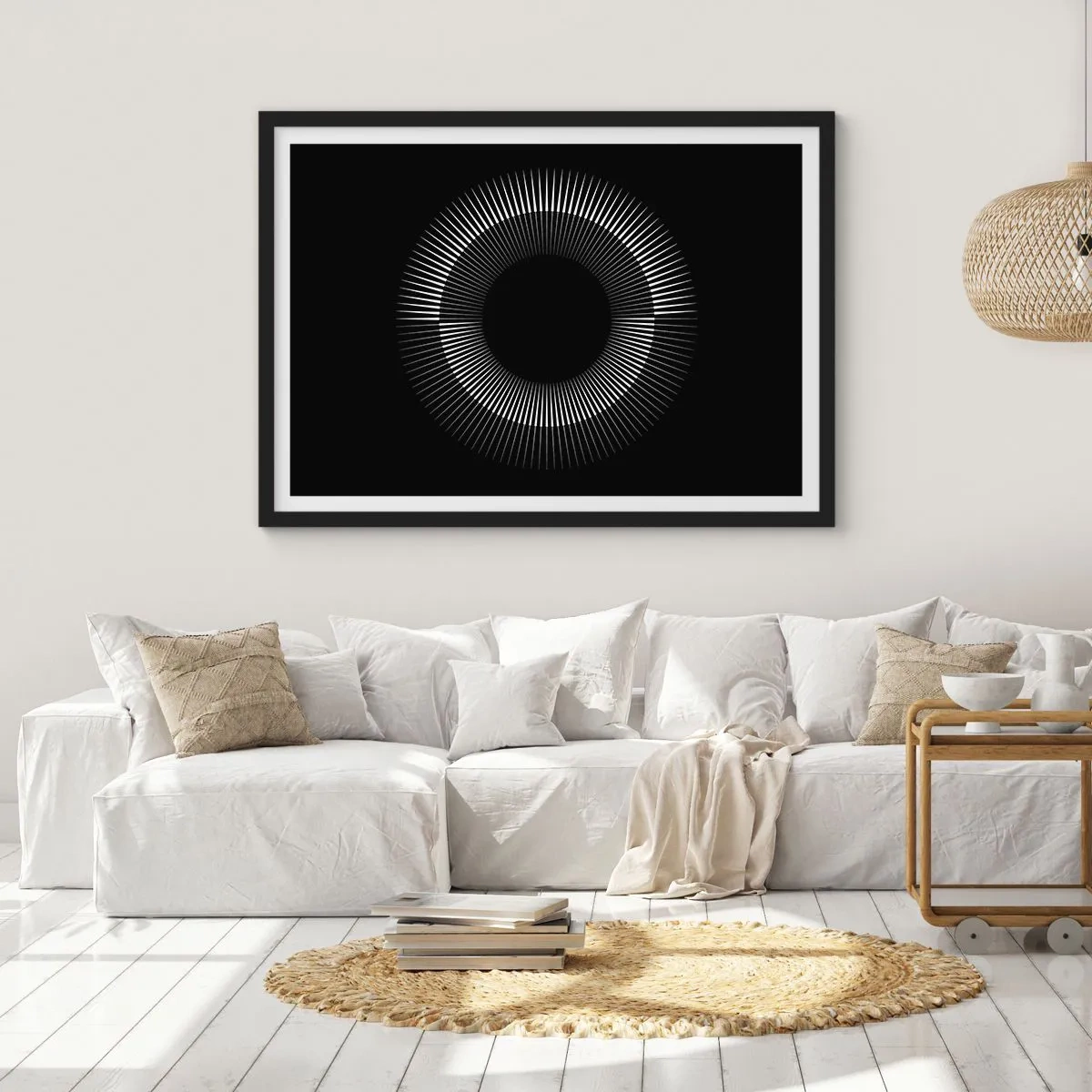 Plakat i sort ramme - Sort sol - 70x50 cm