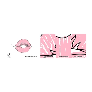 Fototapet Prøve Standard Eco - Klar til at kysse? - Grafik, Pink læber, Stykke - 100x30 cm