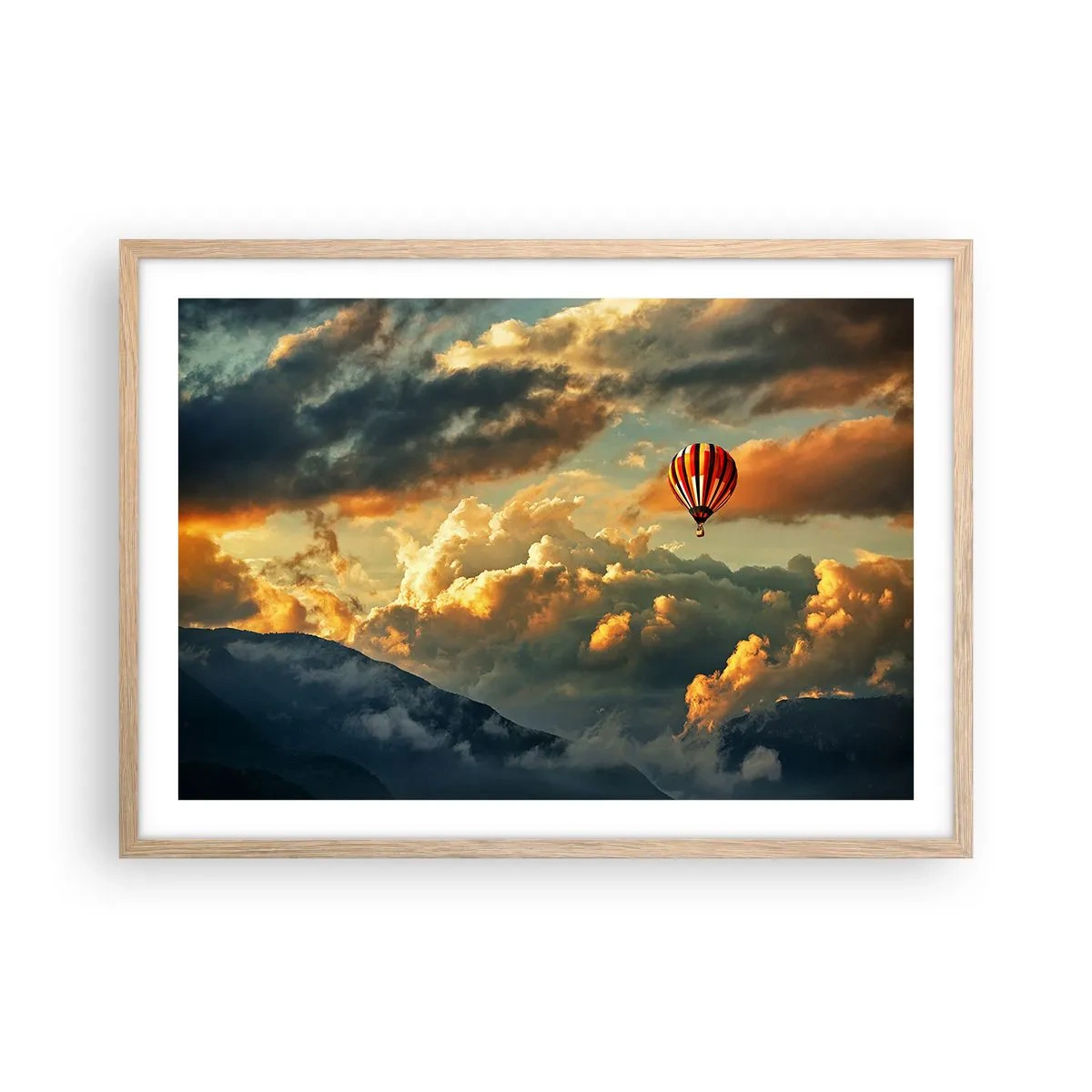 Plakat i ramme af lyst egetræ - Jeg går, fordi jeg vil - 70x50 cm