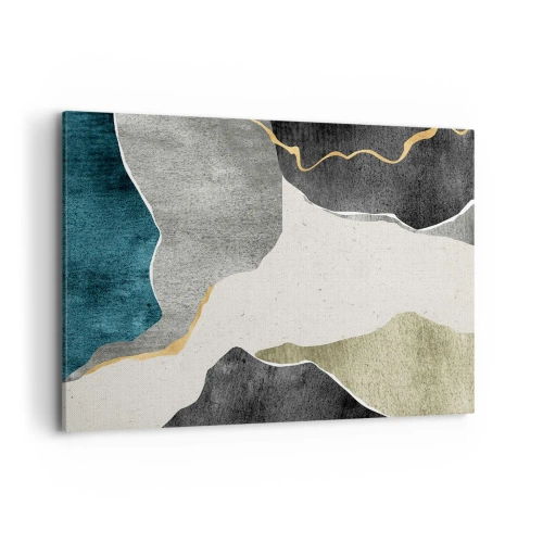 Lærredstryk - Billede på lærred - Mosaikkomposition med en streng af guld - 100x70 cm