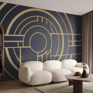 Fototapet Standard Eco - Geometrisk art deco-komposition i guld og sort - 100x70cm - At vende tingene på hovedet - Moderne vægdekoration til stue og soveværelse ARTTOR