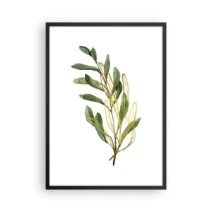 Plakat i sort ramme - Akvarelgren med fine gulddetaljer - 50x70cm - Alt, hvad der er godt - Moderne vægdekoration til stue og soveværelse ARTTOR