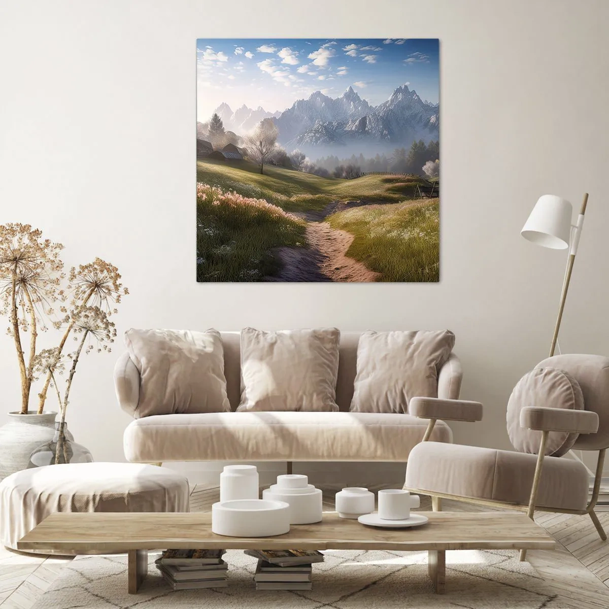 Lærredstryk - Billede på lærred - Idyllisk dal - 60x60 cm