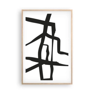 Plakat i ramme af lyst egetræ - Sort og hvid konstruktion - 61x91 cm