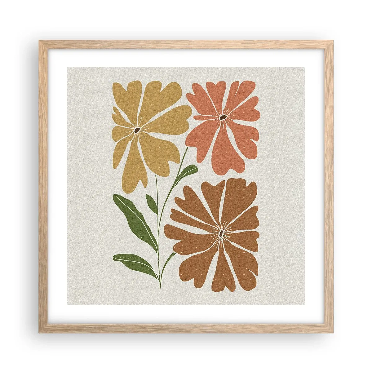 Plakat i ramme af lyst egetræ - Natur og geometri - 50x50 cm