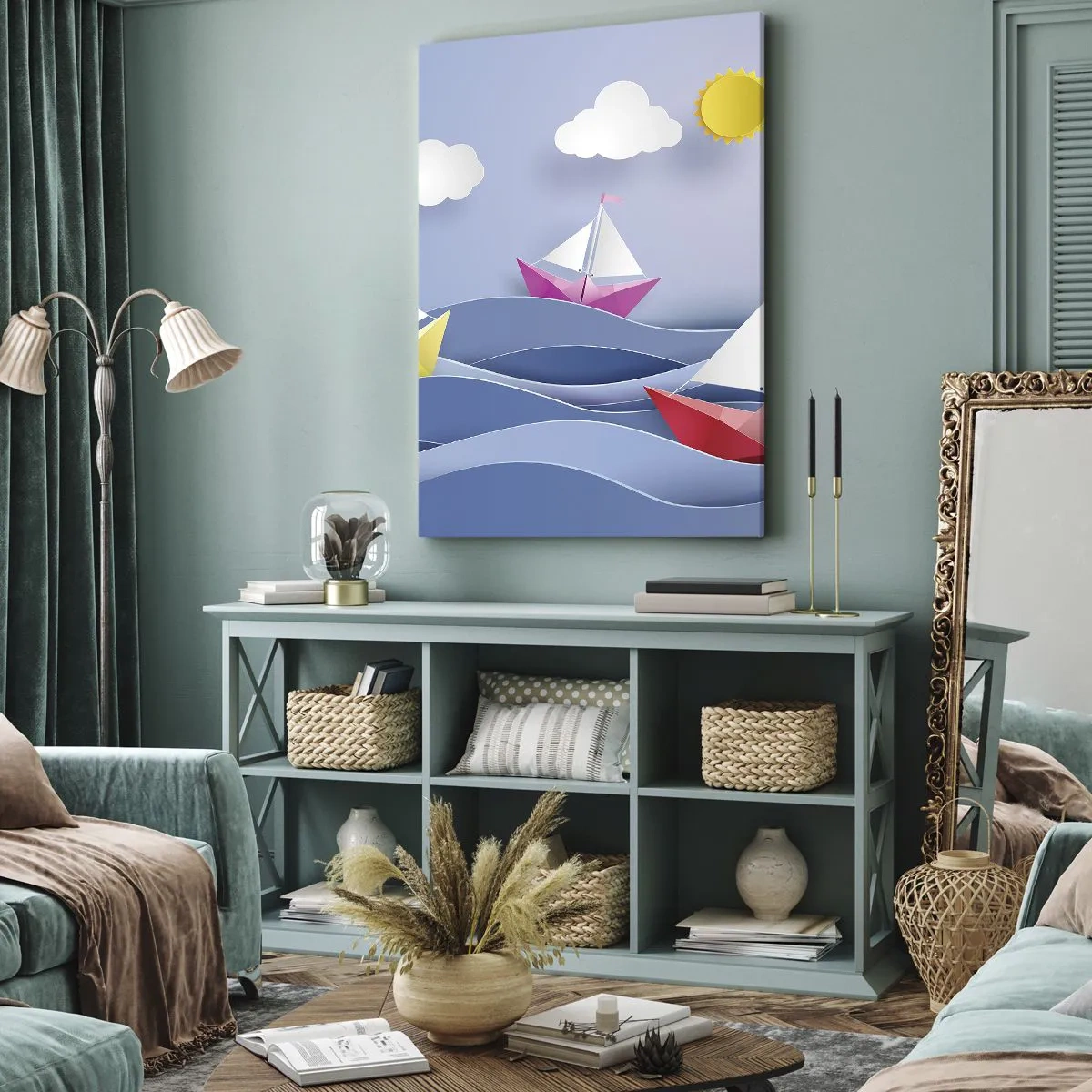 Lærredstryk - Billede på lærred - Ah, hvor dejligt at svinge sig mellem bølgerne - 80x120 cm