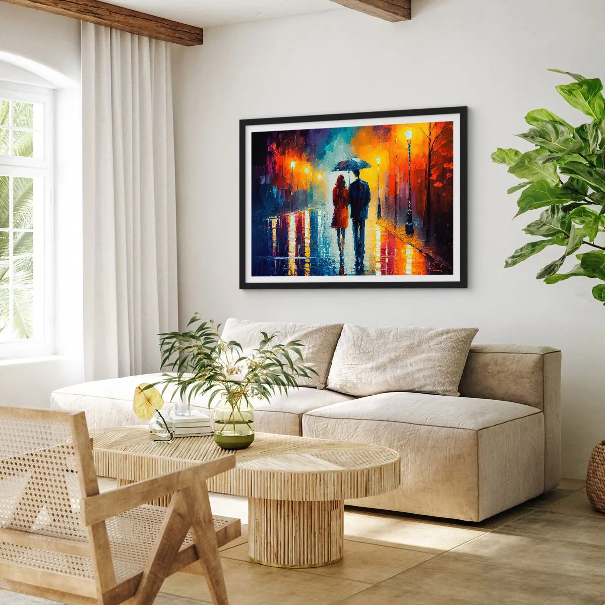 Plakat i sort ramme - Sammen - en farverig nat - 70x50 cm