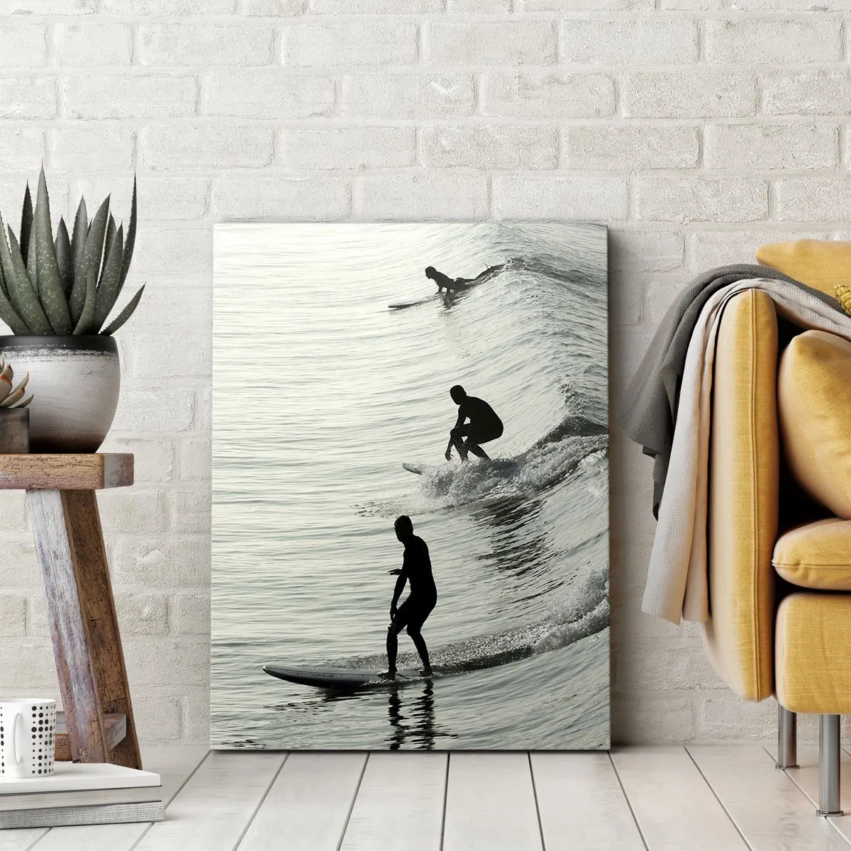 Lærredstryk - Billede på lærred - Mødet med bølgen - 50x70 cm