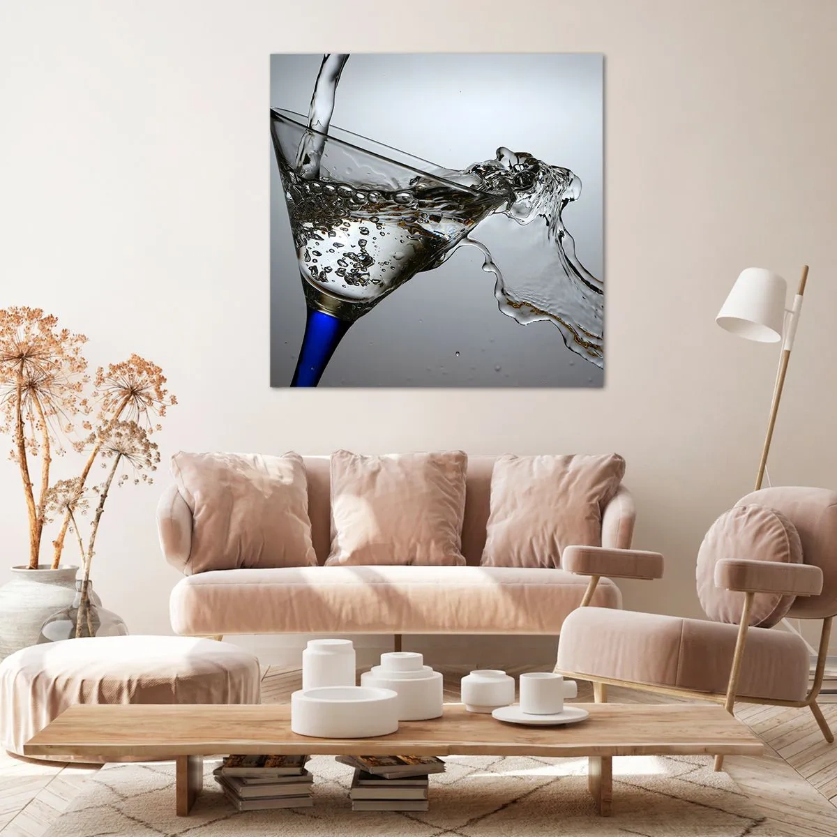 Lærredstryk - Billede på lærred - Krystalvand i krystalglas - 70x70 cm
