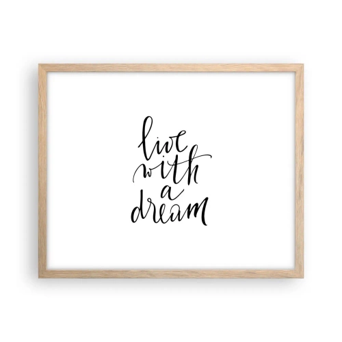 Plakat i ramme af lyst egetræ - Of course - 50x40 cm