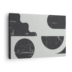 Lærredstryk - Billede på lærred - Geometriske mønstre i sorte og grå nuancer - 70x50cm - Komposition over og under - Moderne vægdekoration til stue og soveværelse ARTTOR