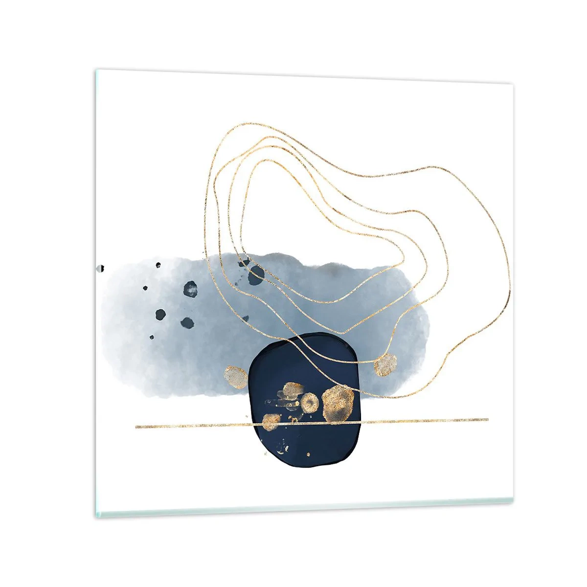 Billede på glas - Blå-gylden fantasi - 30x30 cm