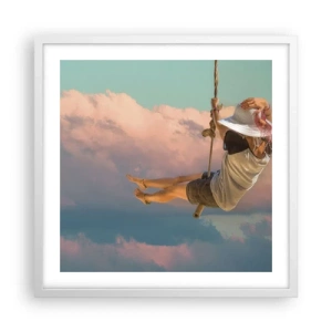 Plakat i hvid ramme - Sjov i skyerne - 50x50 cm