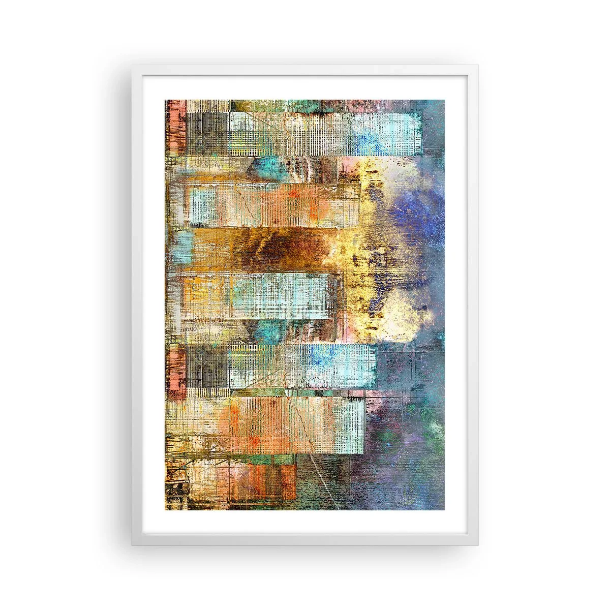 Plakat i hvid ramme - Solrig metropol - 50x70 cm