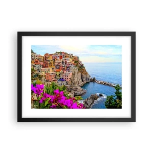 Plakat i sort ramme - En grinende by - 40x30 cm