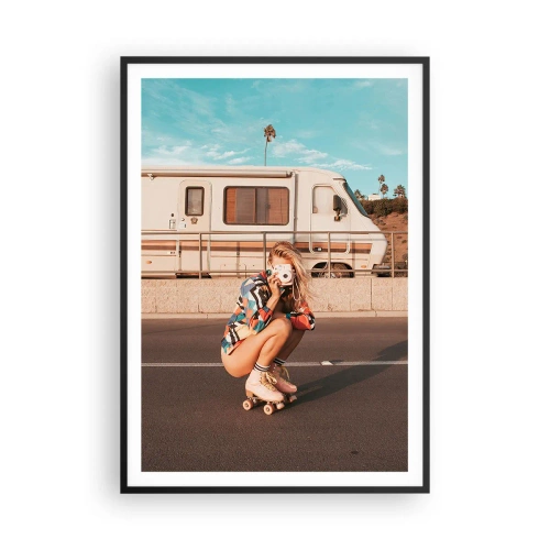 Plakat i sort ramme - Smil, tak! - 70x100 cm