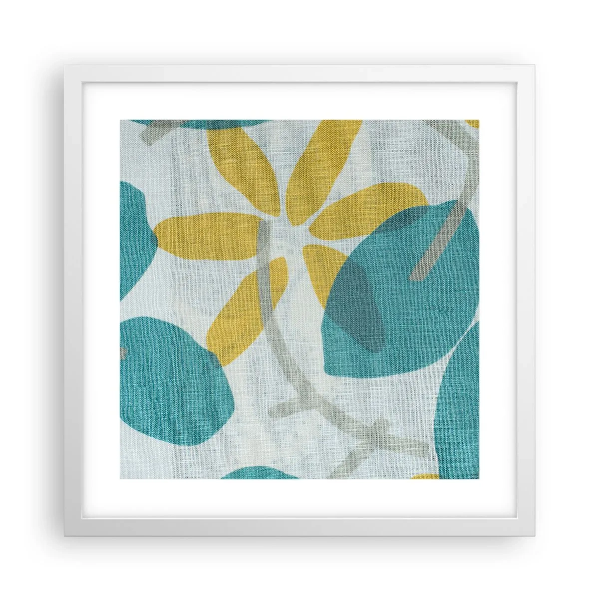 Plakat i hvid ramme - Blandt azurblå blade - 40x40 cm