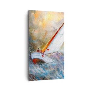 Lærredstryk - Billede på lærred - Løber på bølgerne - 45x80 cm