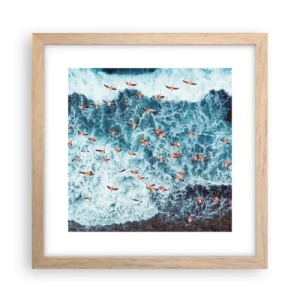 Plakat i ramme af lyst egetræ - Parade ved havet - 30x30 cm