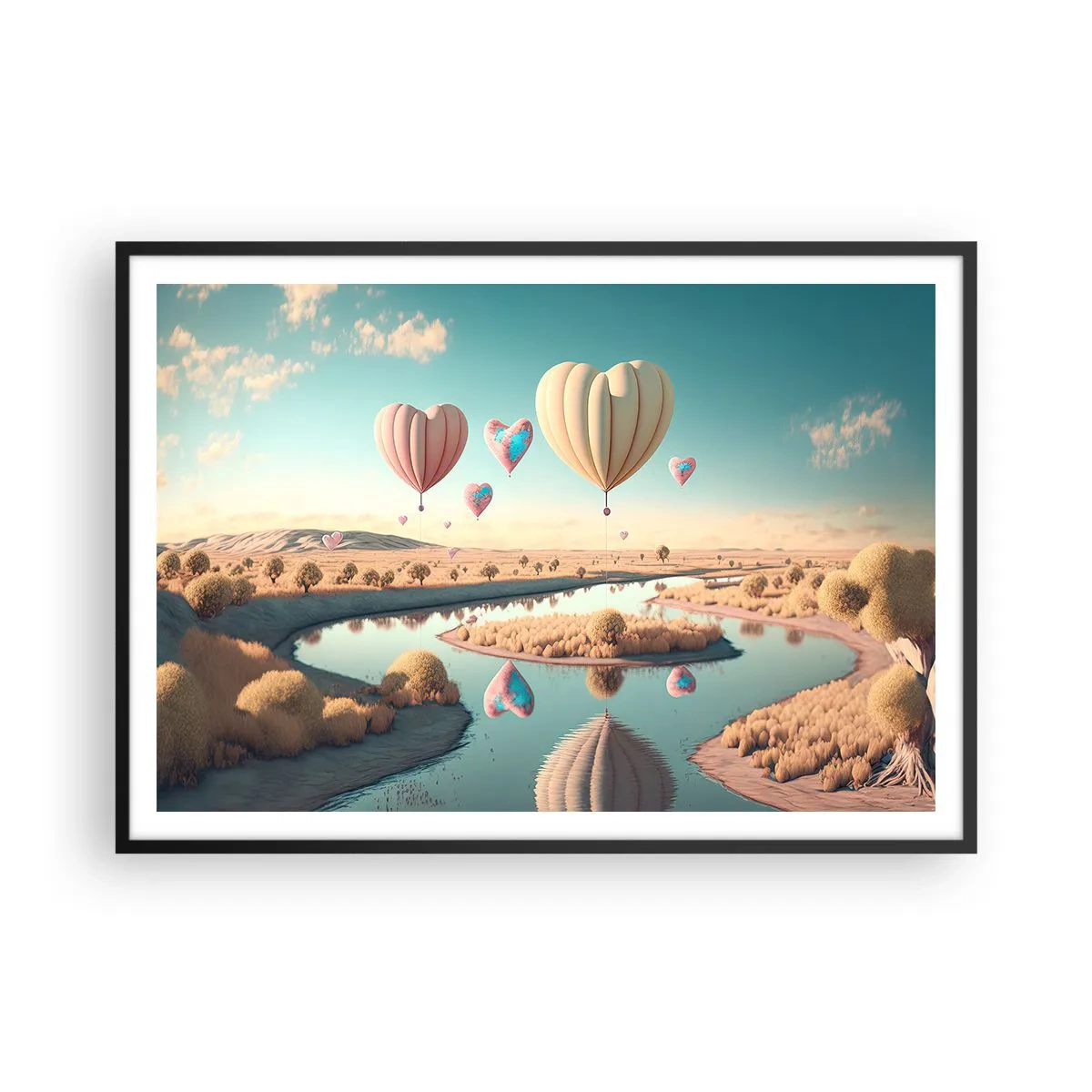 Plakat i sort ramme - Kærlighed lader dig svæve - 100x70 cm