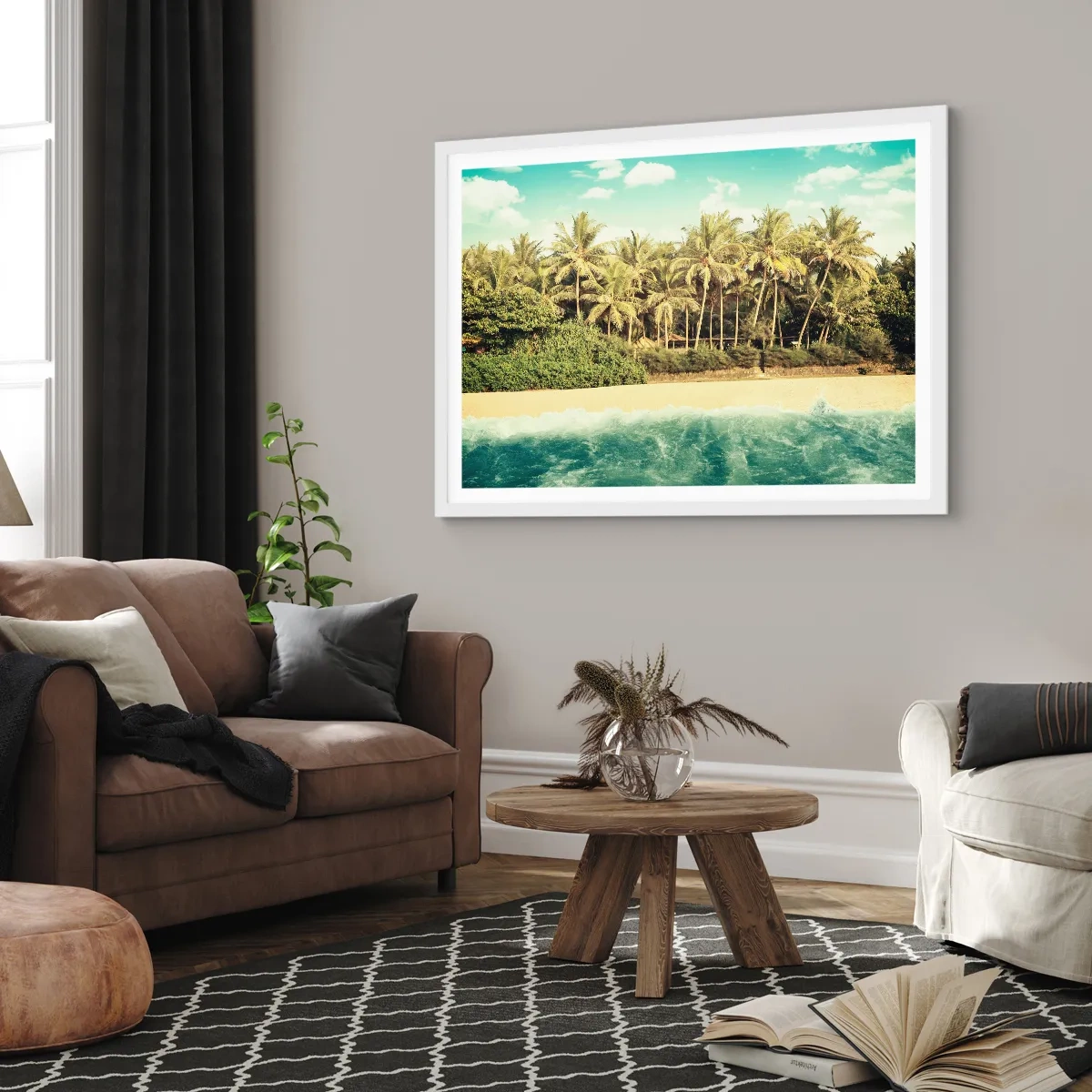 Plakat i hvid ramme - Hvad med her? - 100x70 cm
