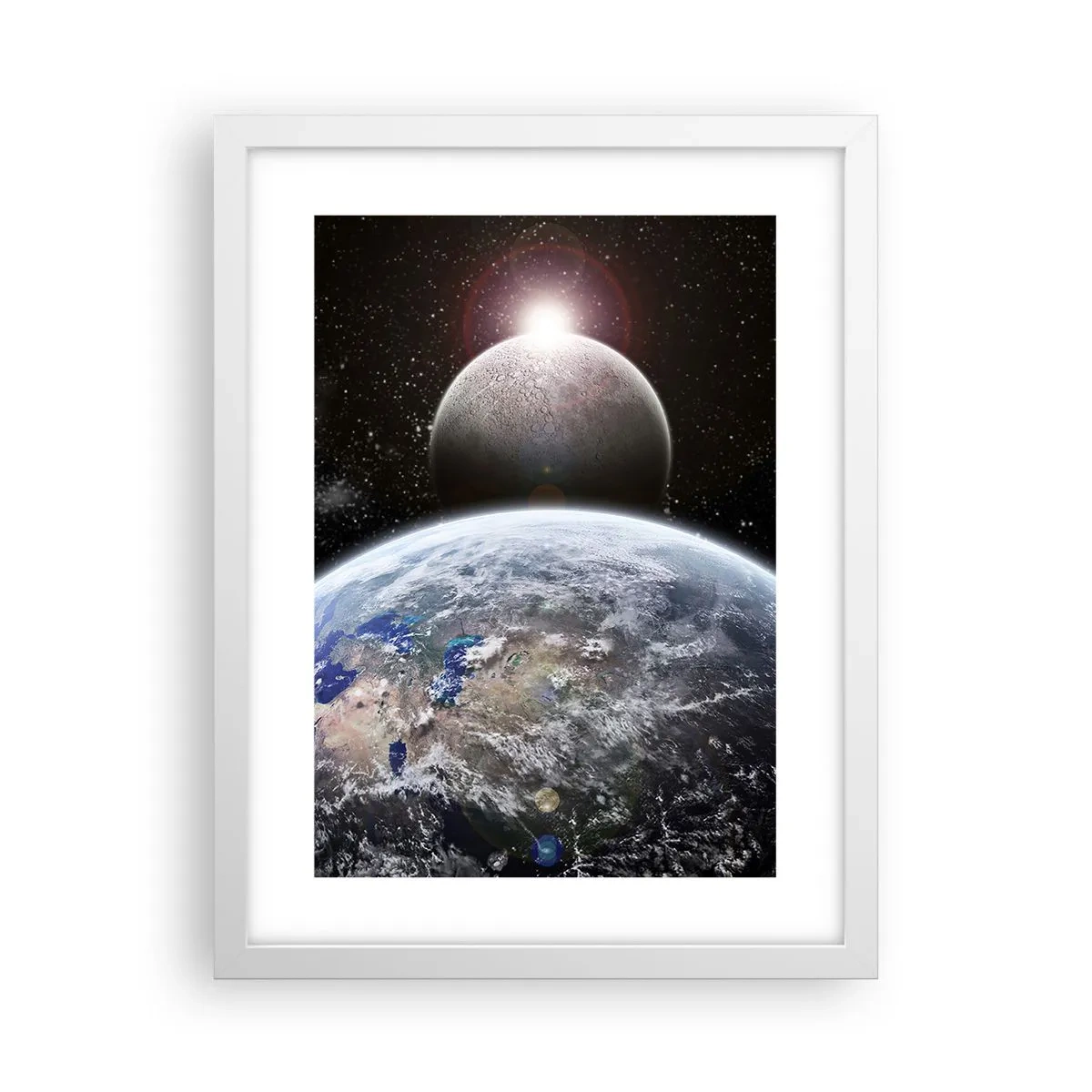 Plakat i hvid ramme - Kosmisk landskab - solopgang - 30x40 cm
