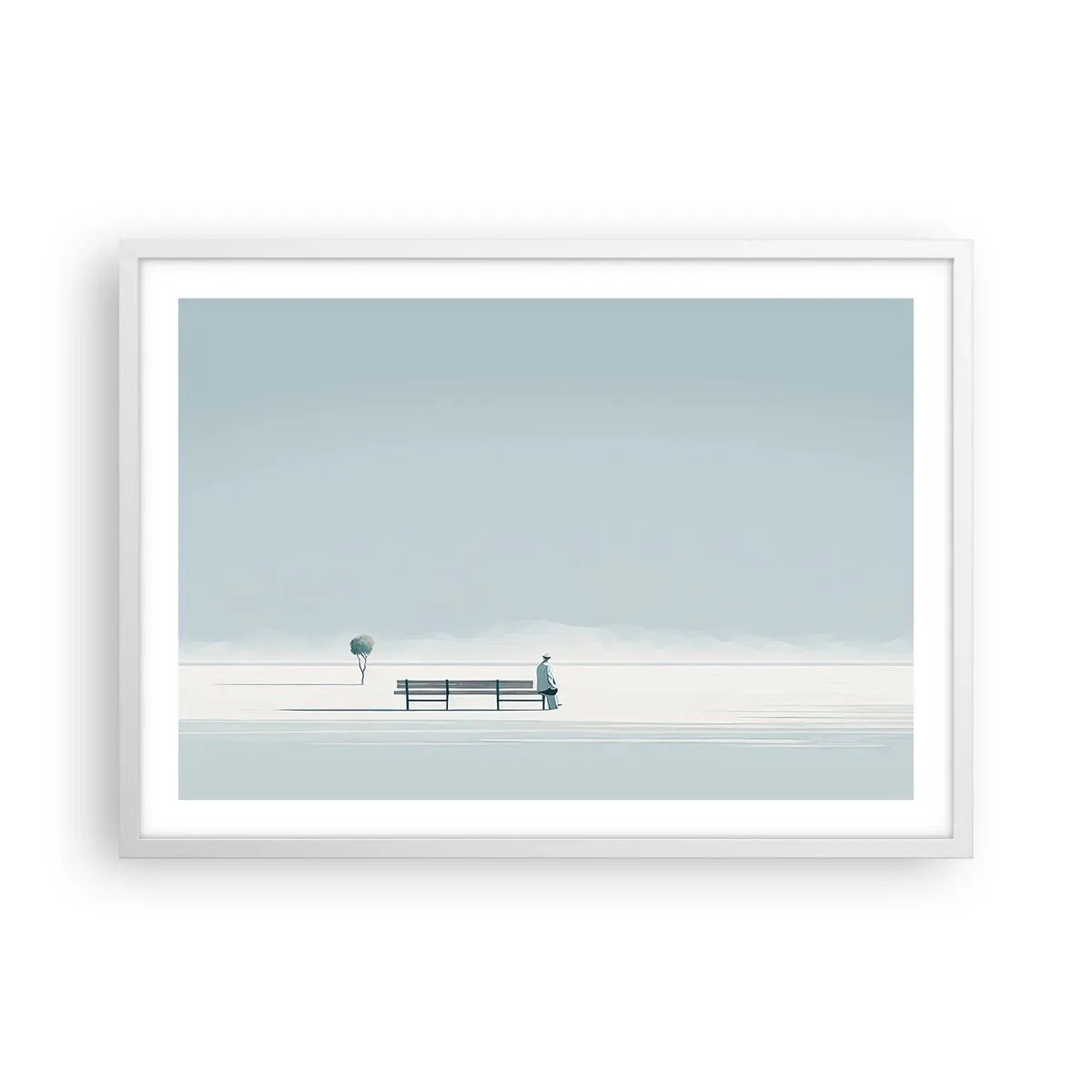 Plakat i hvid ramme - Ja, jeg venter. - 70x50 cm