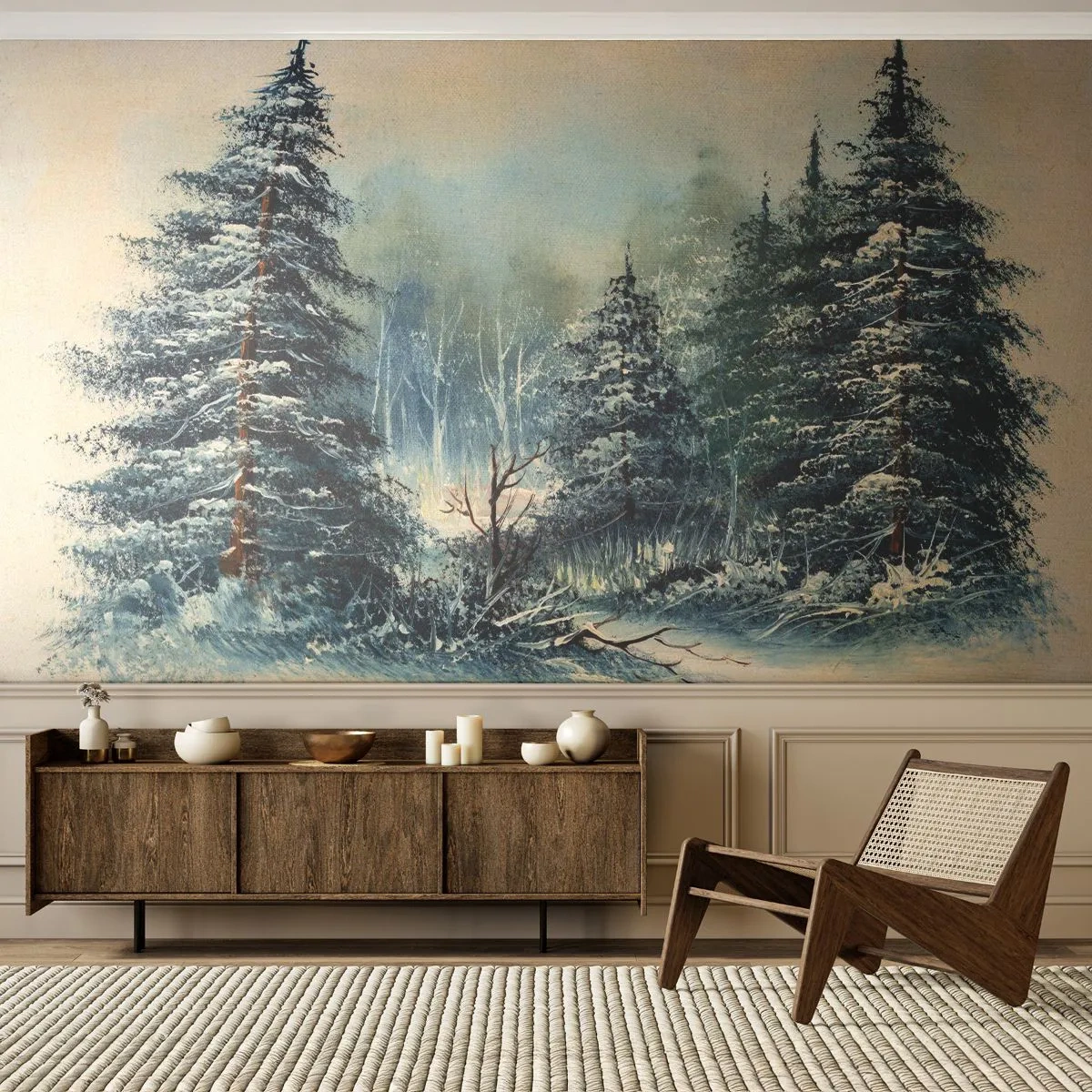 Fototapet Premium Canvas - Klar til jul - Landskab, Skov, Natur - 250x175 cm