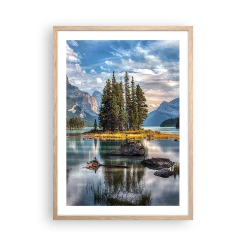 Plakat i ramme af lyst egetræ - Over store og klare vande… - 50x70 cm