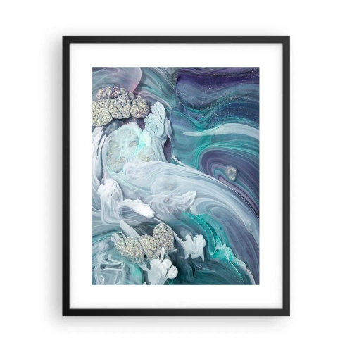 Plakat i sort ramme - Strømme af blå - 40x50 cm