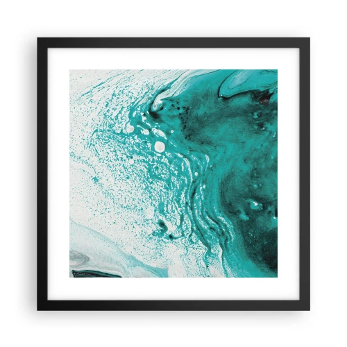 Plakat i sort ramme - Opløses i hvidt og turkis - 40x40 cm