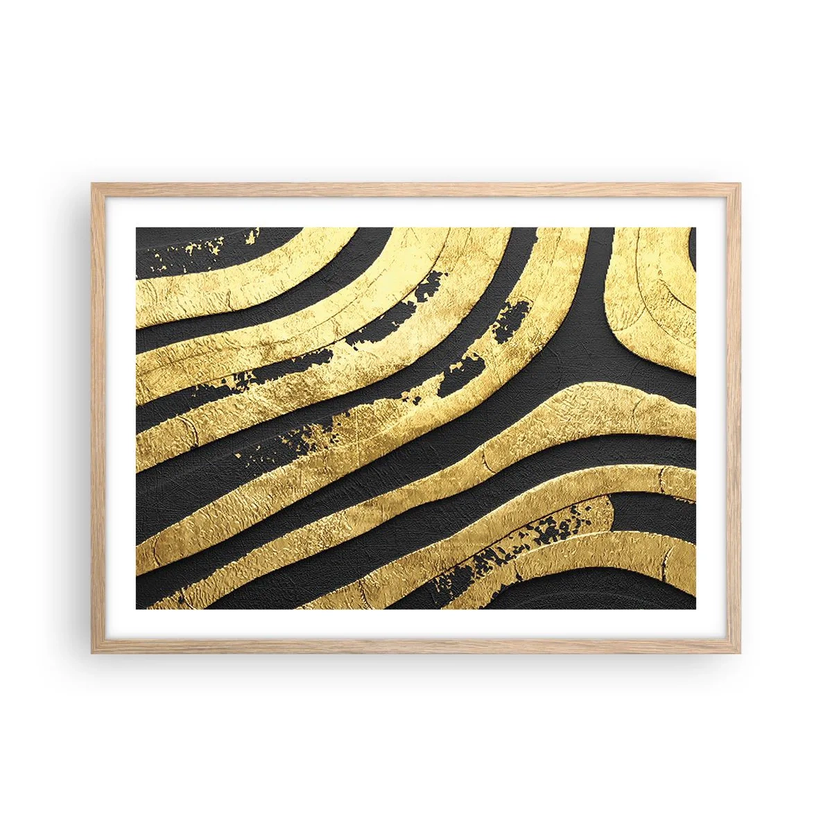 Plakat i ramme af lyst egetræ - Alt flyder - 70x50 cm