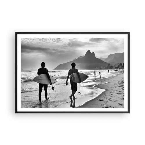 Plakat i sort ramme - Samba til én bølge - 100x70 cm