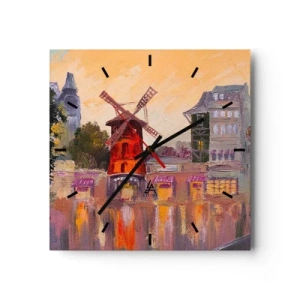 Vægur, Uret - Parisiske ikoner - Moulin Rouge - 30x30 cm