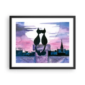 Plakat i sort ramme - Rendez-vous under månen - 50x40 cm