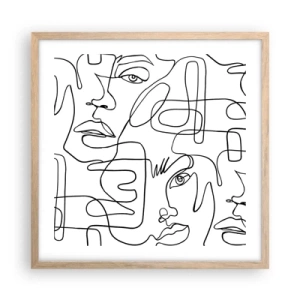 Plakat i ramme af lyst egetræ - I sammenfiltrede følelser - 50x50 cm