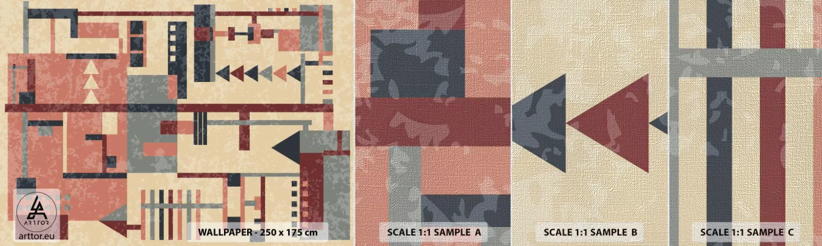 Prøve Fototapet Premium Canvas - Kombination af vertikaler og niveauer - Abstraktion, Stykke, Moderne mønster - 100x30 cm