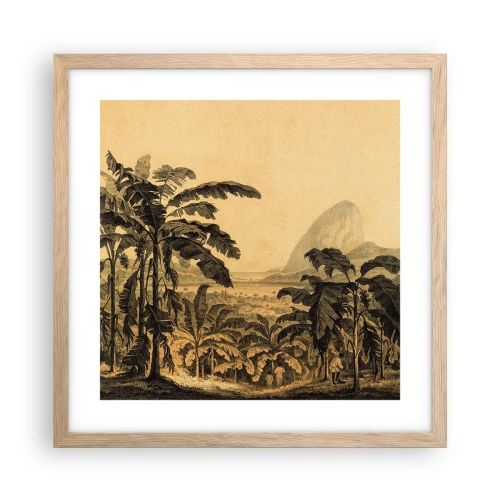 Plakat i ramme af lyst egetræ - I en kolonial atmosfære - 40x40 cm