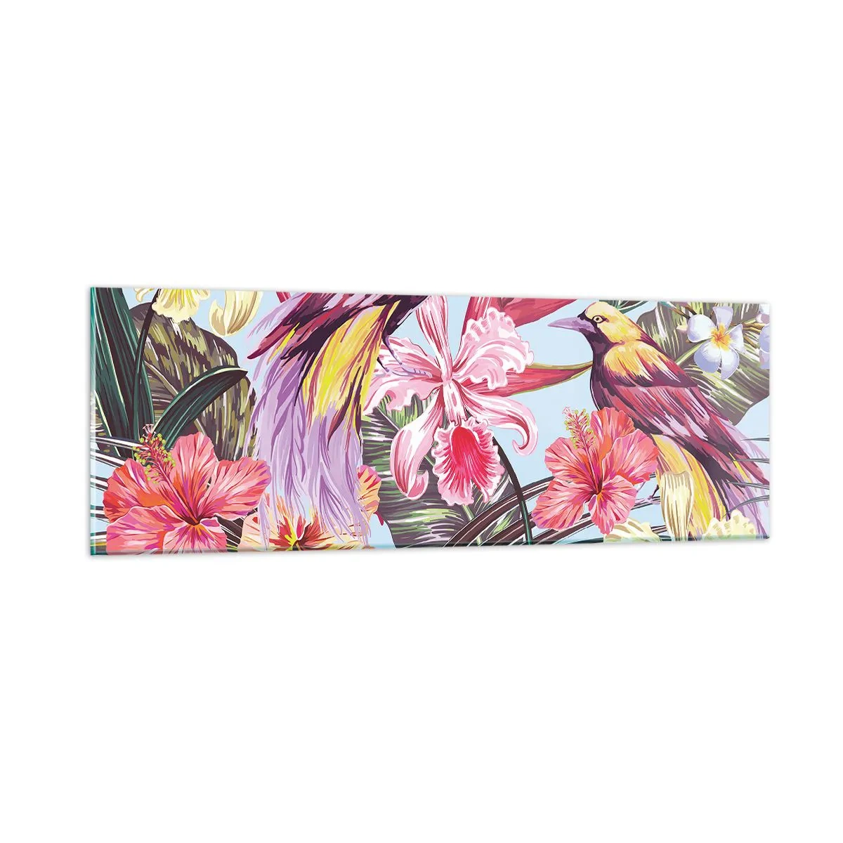 Billede på glas - Kronblade og fjer - 90x30 cm