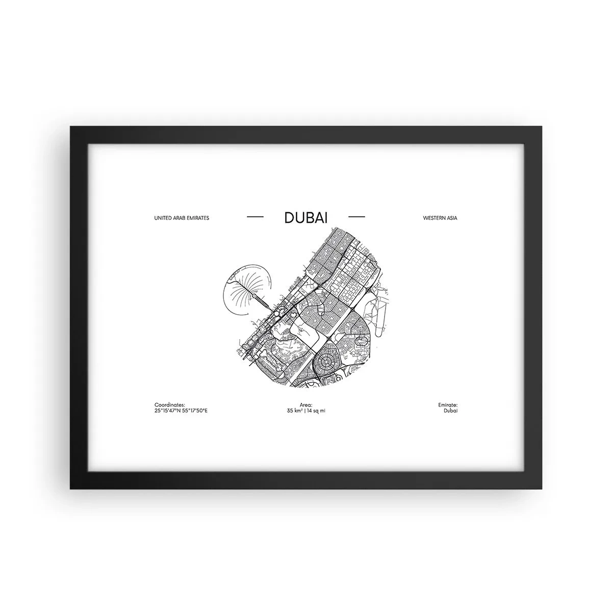 Plakat i sort ramme - Dubais anatomi - 40x30 cm
