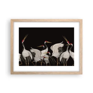 Plakat i ramme af lyst egetræ - Fugle anliggender - 40x30 cm