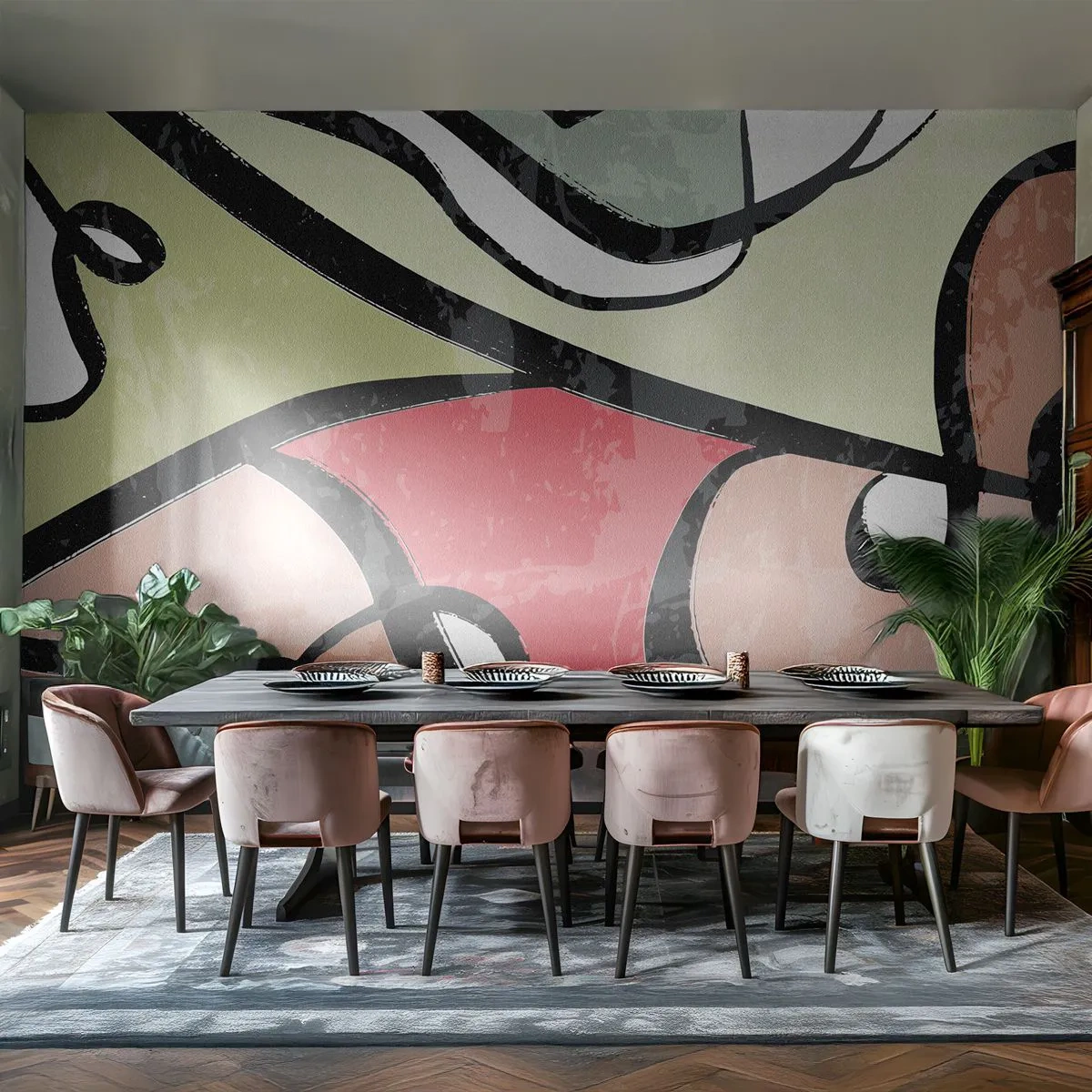 Fototapet Premium Canvas - Pirouetter blandt farver - Abstraktion, Stykke, Moderne - 450x315 cm