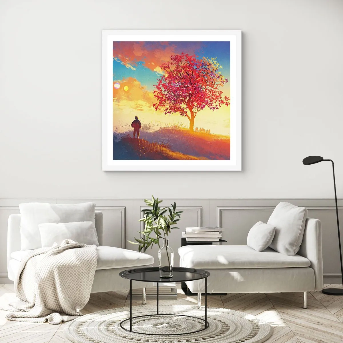 Plakat i hvid ramme - Pilgrim på bestemmelsesstedet - 30x30 cm